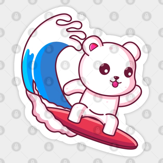 Cute polar bear surfing summer vacation Sticker by Ardhsells